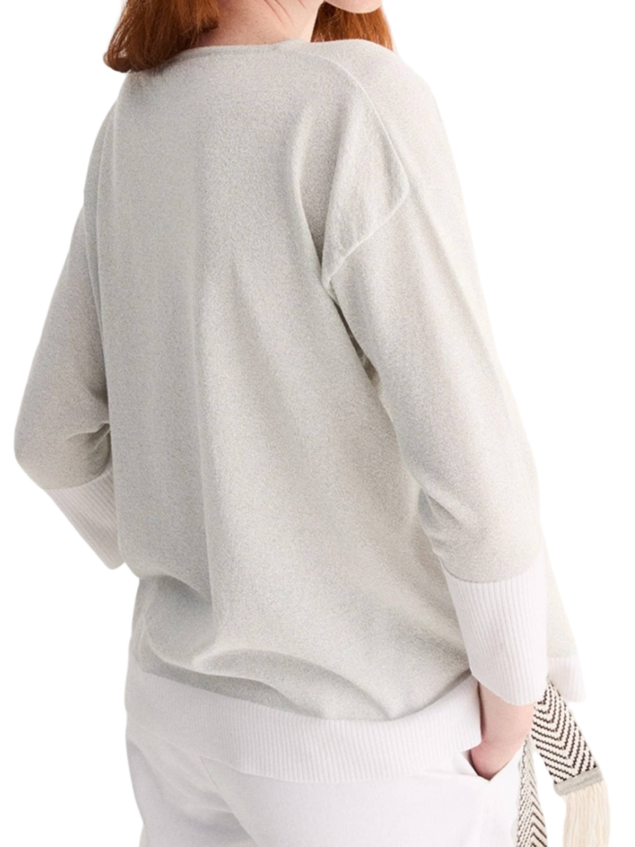 Loose-Fitting Long-Sleeved Ribbed Detail Top