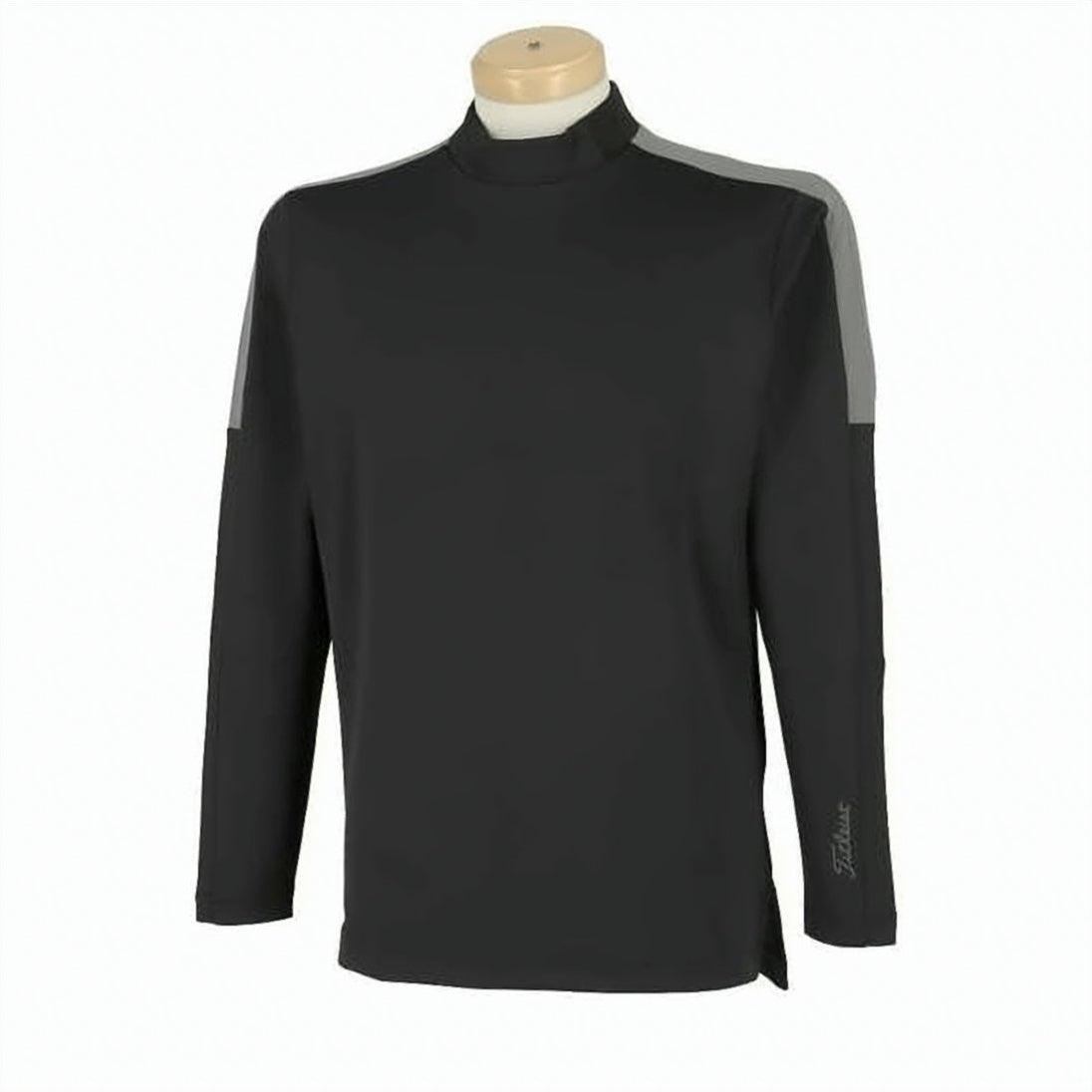 Long-Sleeve Active Top with High Neckline and Contrasting Stripes