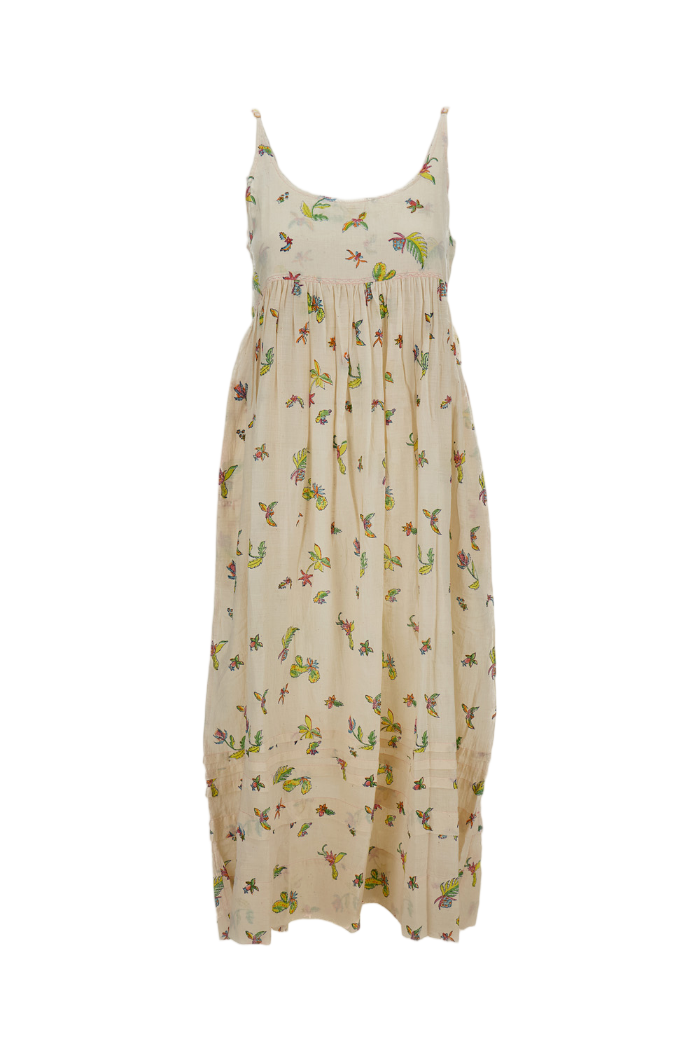 Cotton Slip Dress with Floral Pattern and Side Pockets