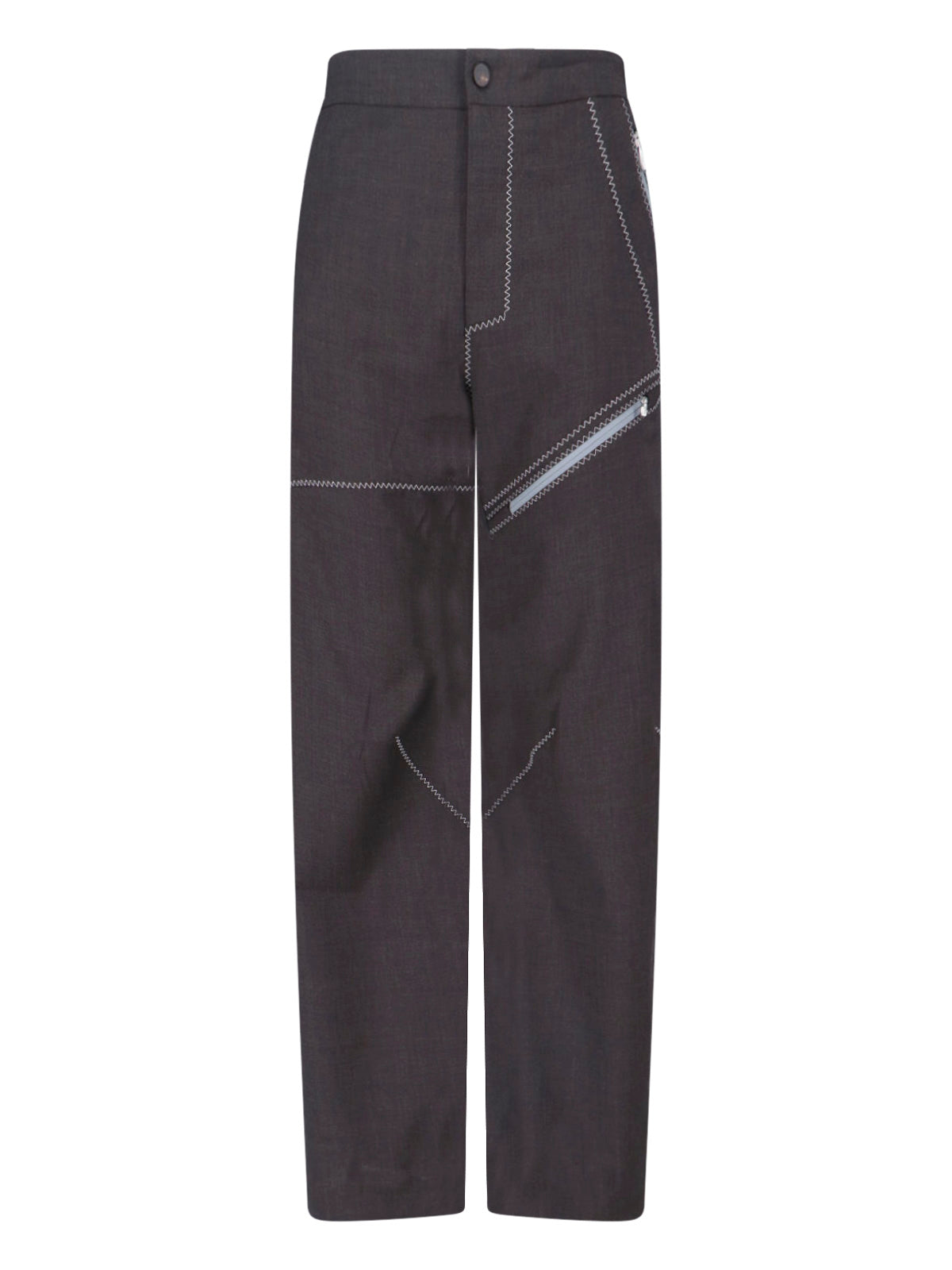 Grey Fosco High-Waisted Zigzag Trousers