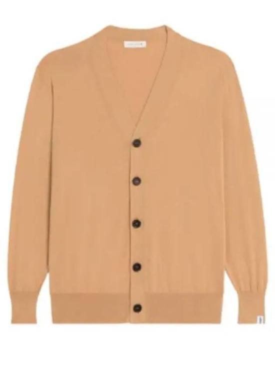 V-Neck Button-Down Brown Cardigan with Minimalist Design
