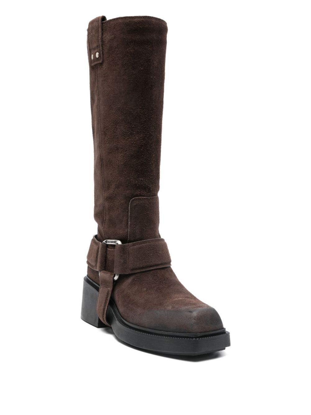 Dark Brown Suede Saddle Booties