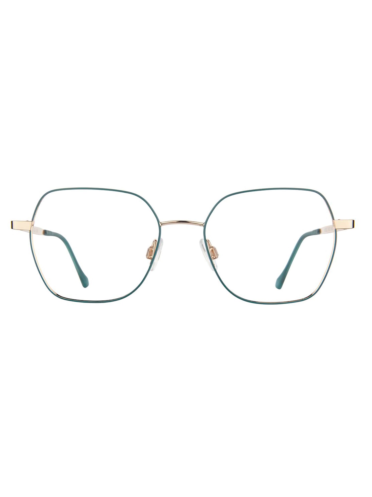 Geometric Green Optical Frames With Gold-Toned Temples