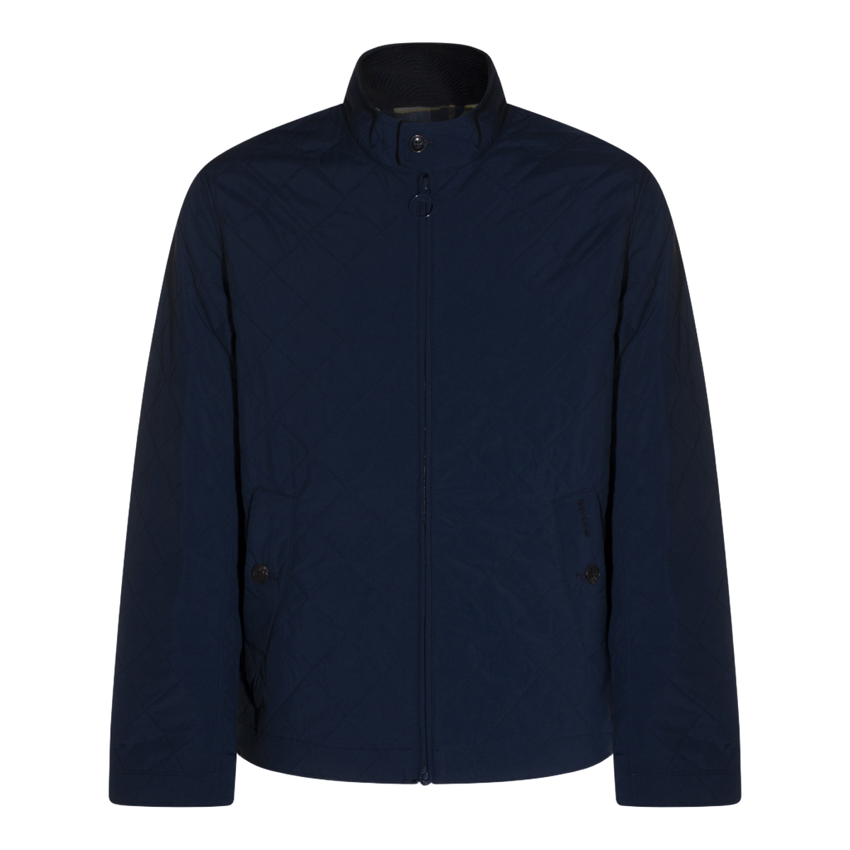 Quilted Blue Jacket With High Collar