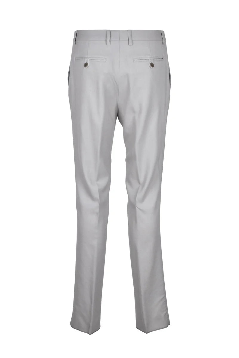 Wool Stretch Trousers - Light Grey
