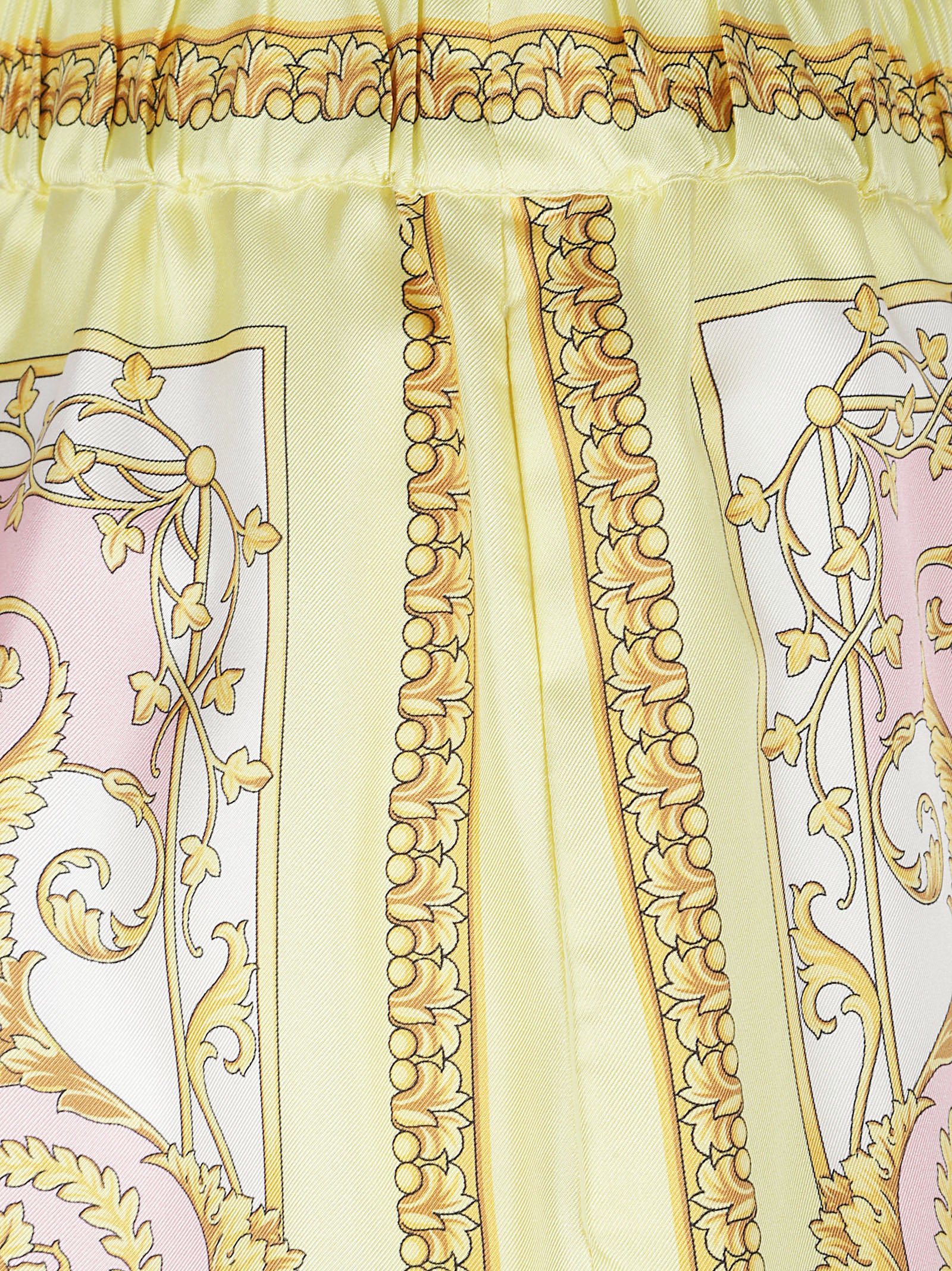 Baroque-Inspired Silk Shorts With Elastic Waistband