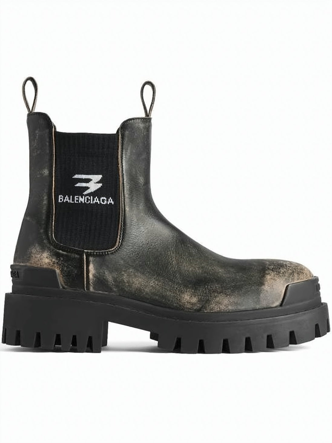 Distressed Leather Boots with Chunky Rubber Sole