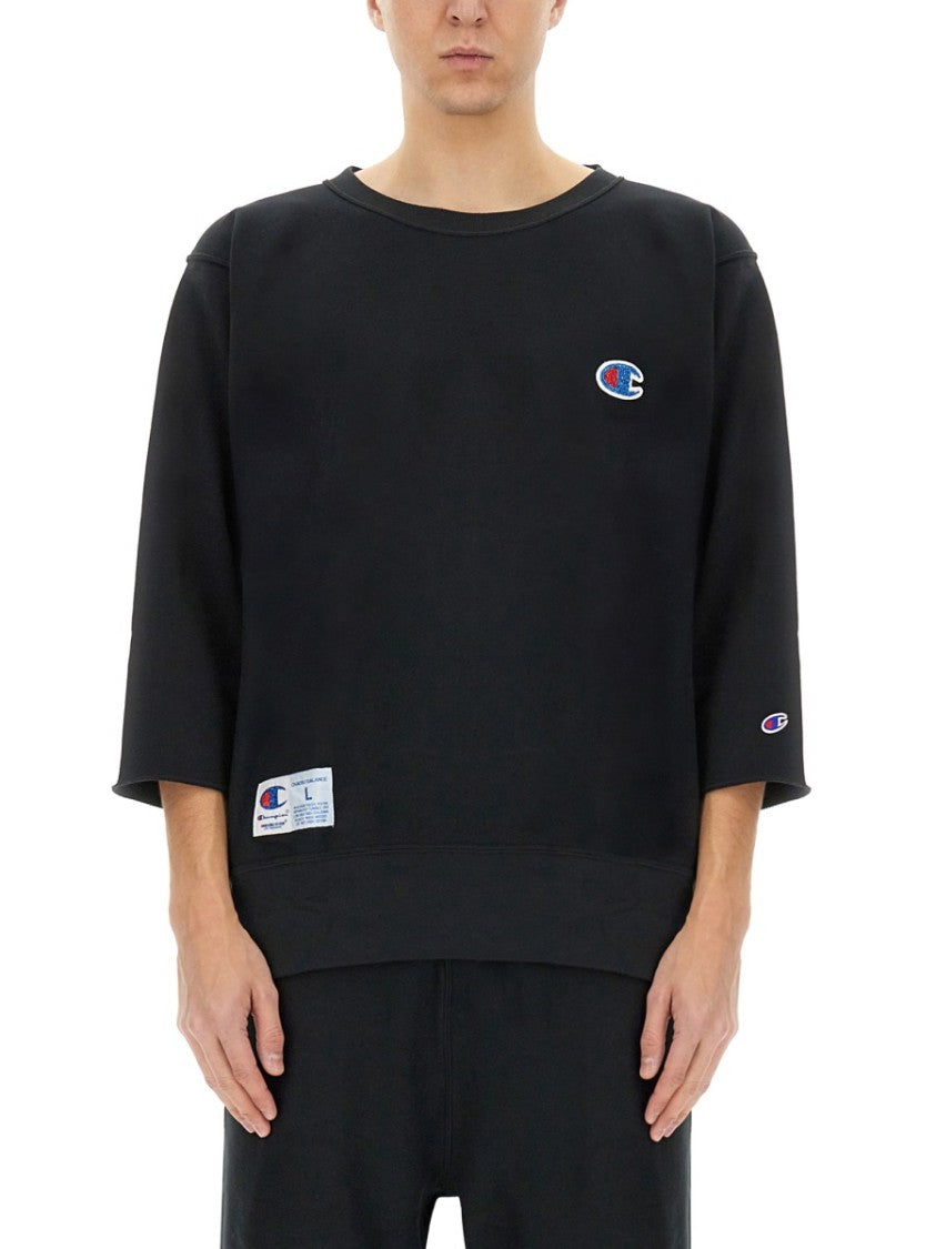 Oversized Black T-Shirt With Logo Patches