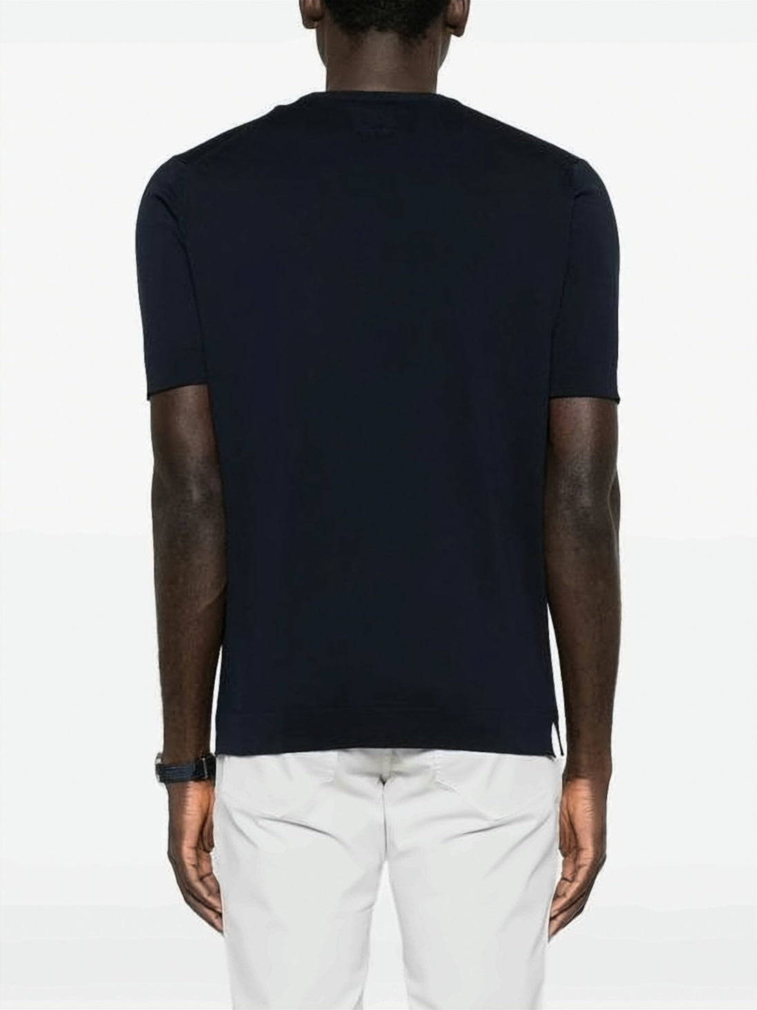 Fitted Black Cotton Short Sleeve Tops