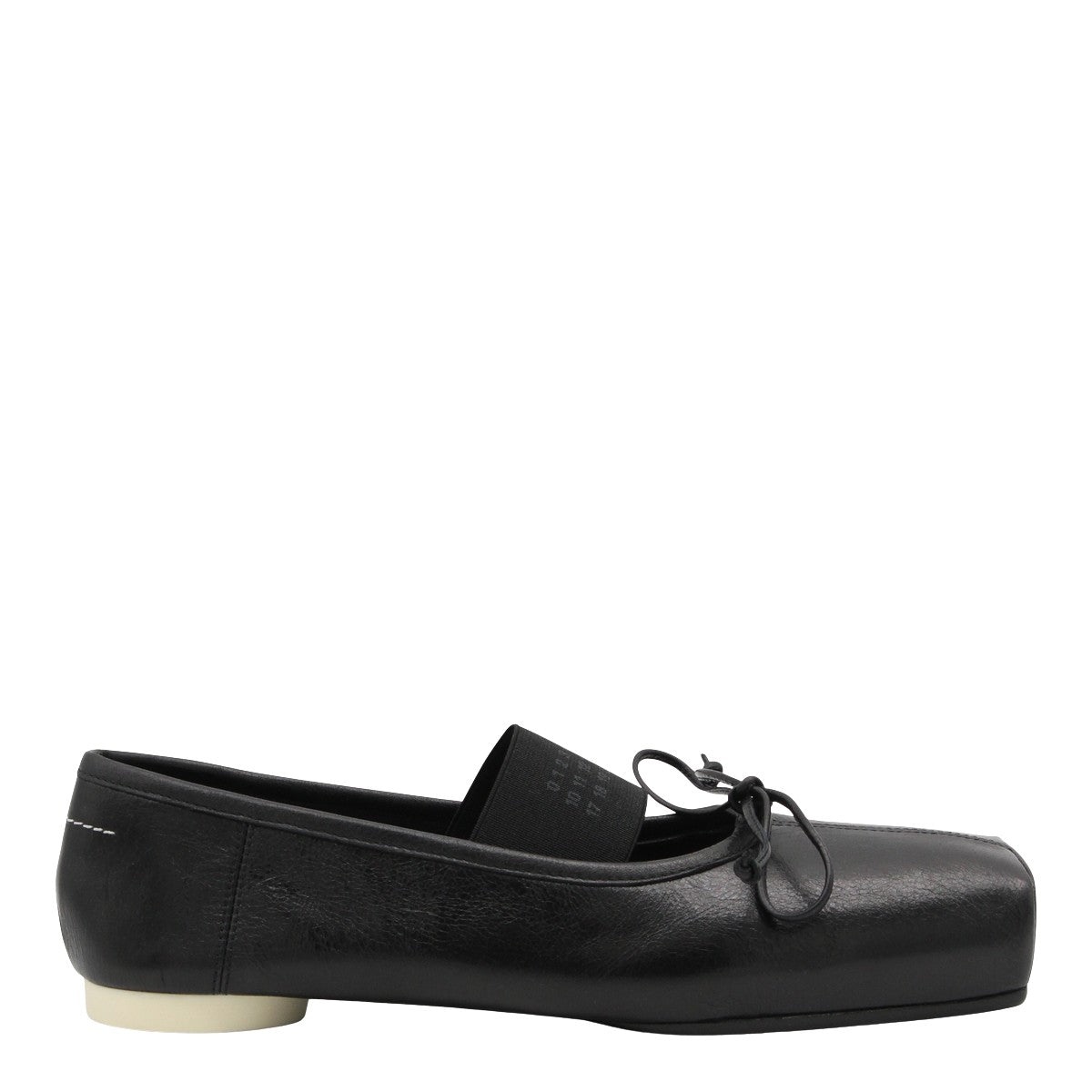 Black Leather Flats with Square Toe