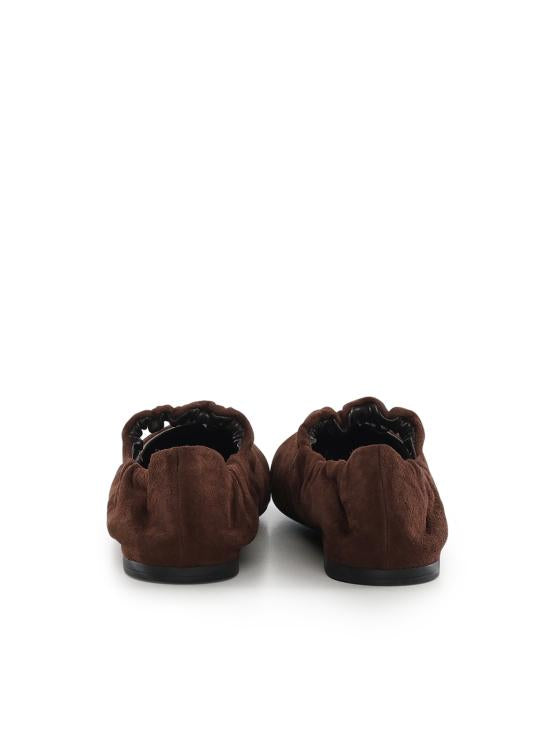 Lambskin Flats with Elasticized Back and Suede Texture