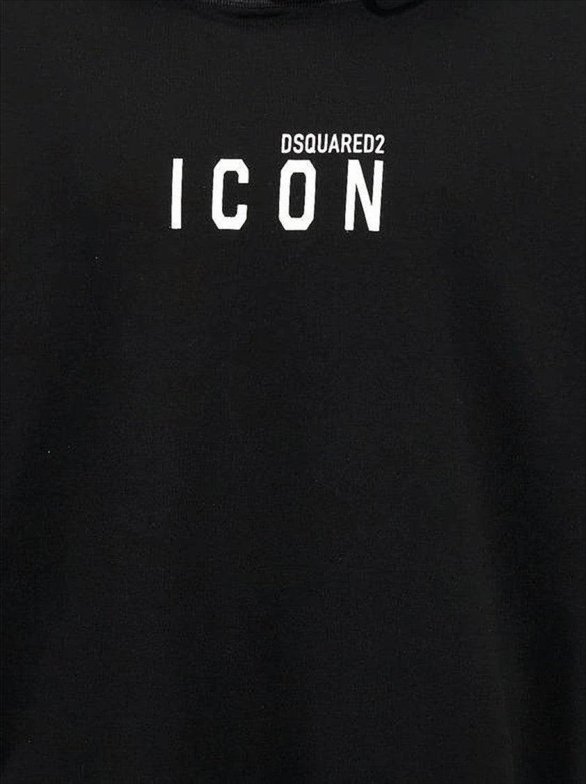 Relaxed Fit Black Hoodie with Graphic Text and Kangaroo Pocket