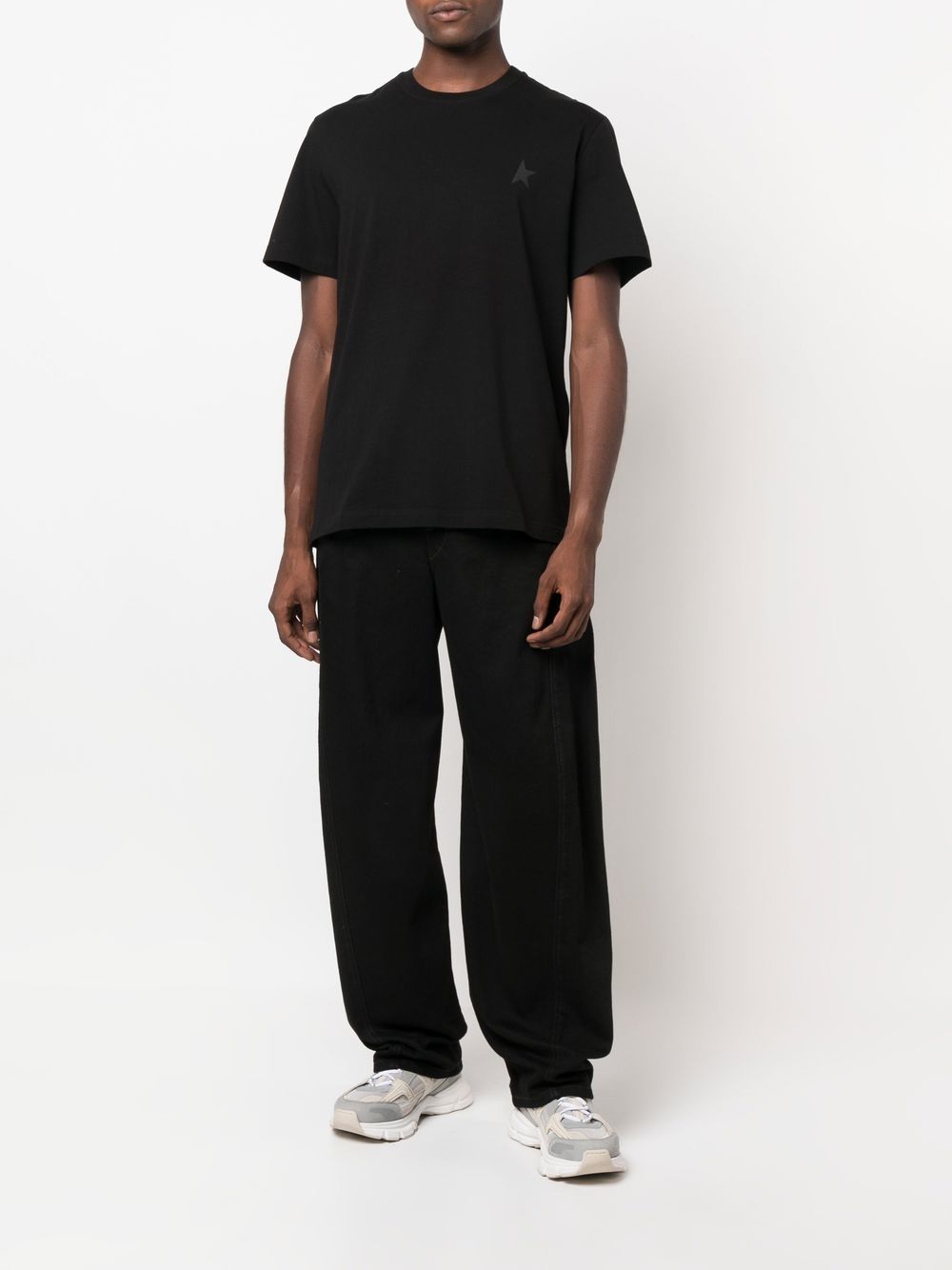 Black Short-Sleeve T-Shirt with Star Emblem