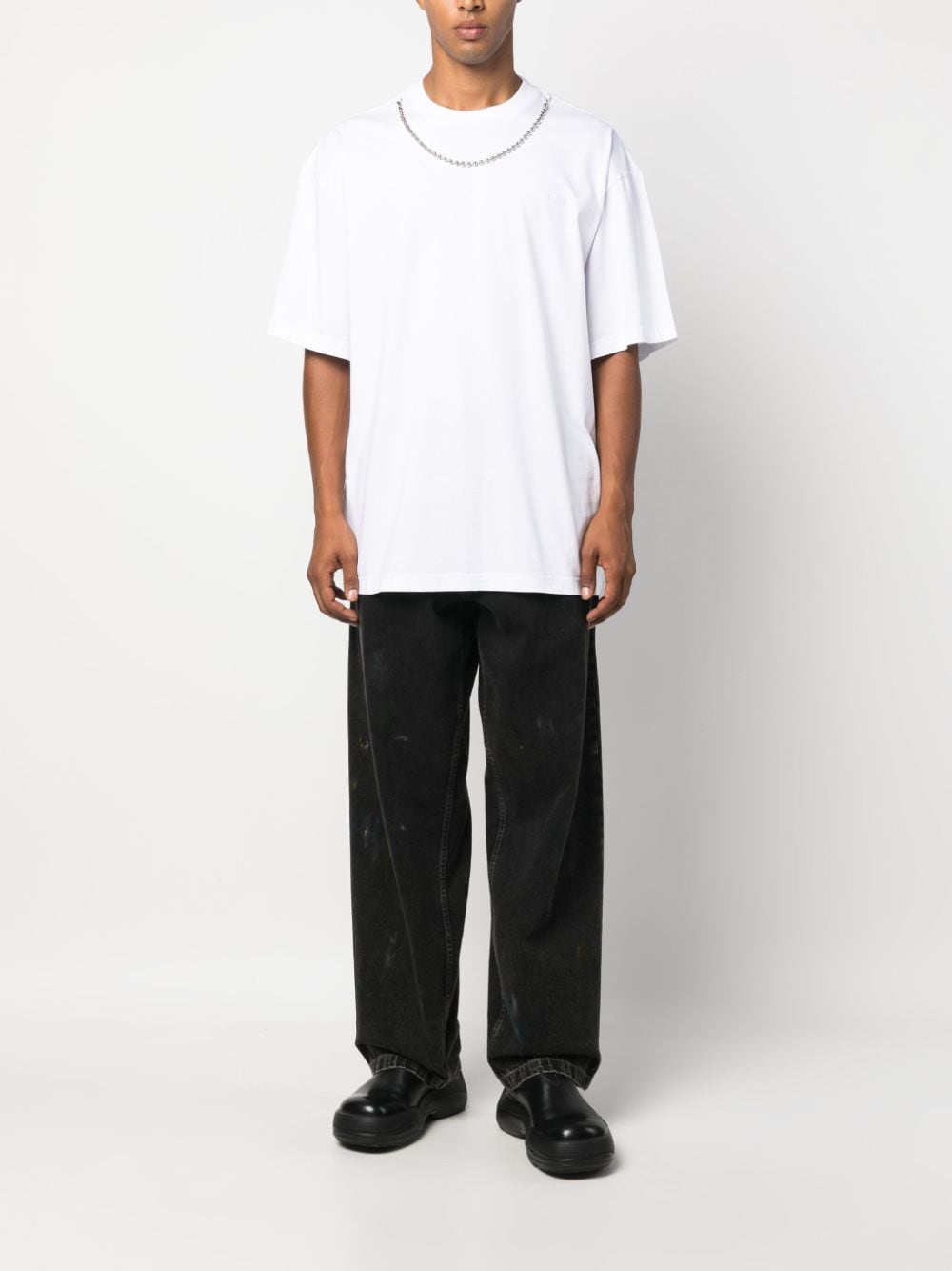 White Ballchain Loose-Fitting Cotton T-Shirt