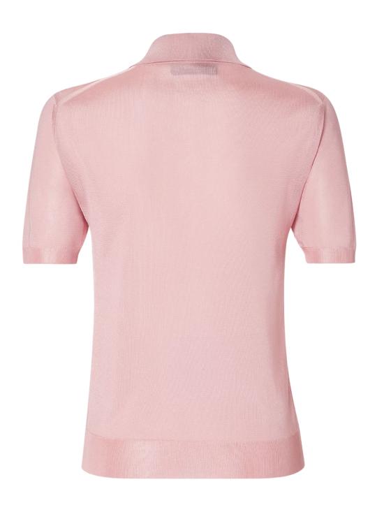 Shiny Viscose Short-Sleeved Polo Shirt With Classic Collar