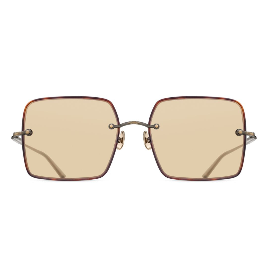 M5005.Sg Antique Gold-Finish Minimalist Sunglasses with Tortoiseshell Details
