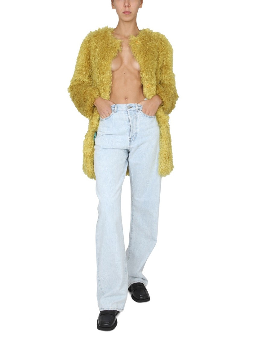 Textured Faux Fur Coat
