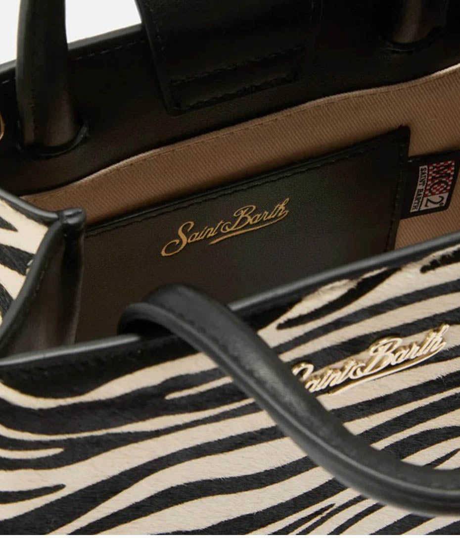Compact Zebra Print Mini Shop Bag