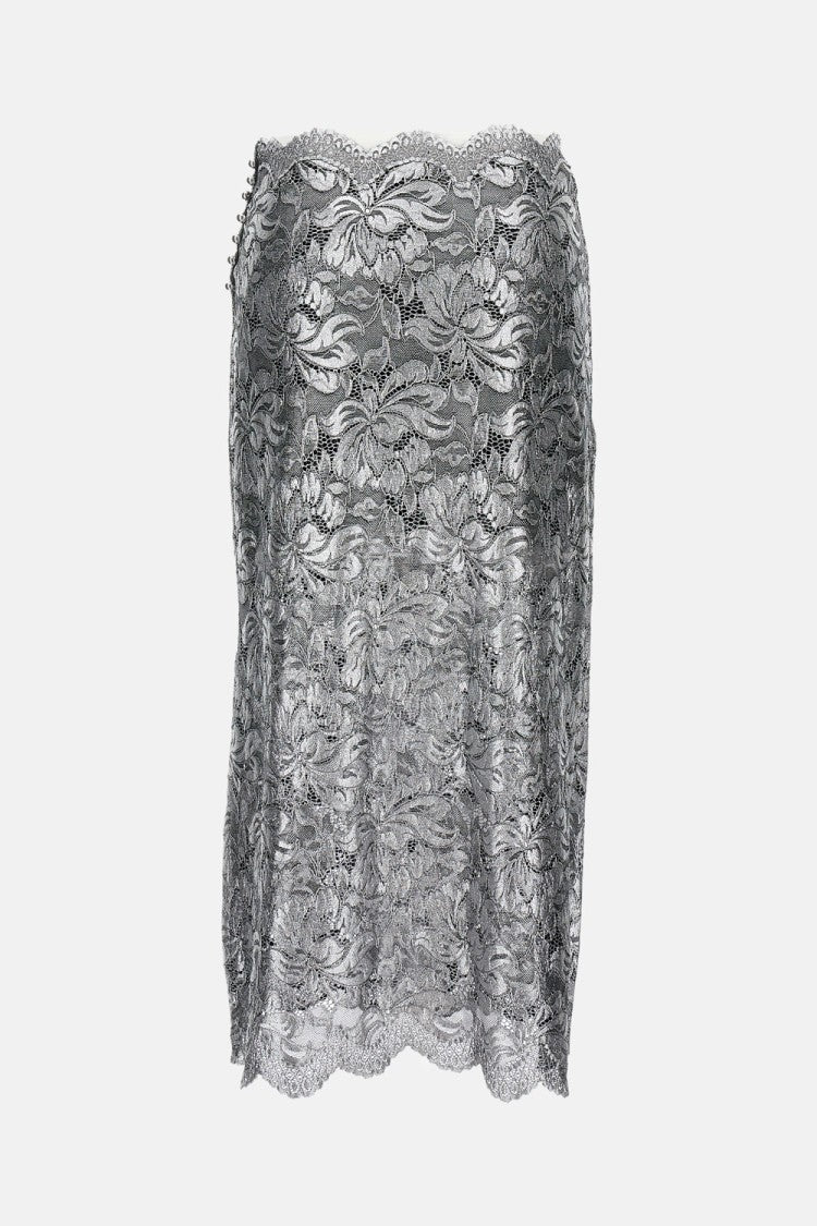 Lacquered Transparent Lace Maxi Skirt