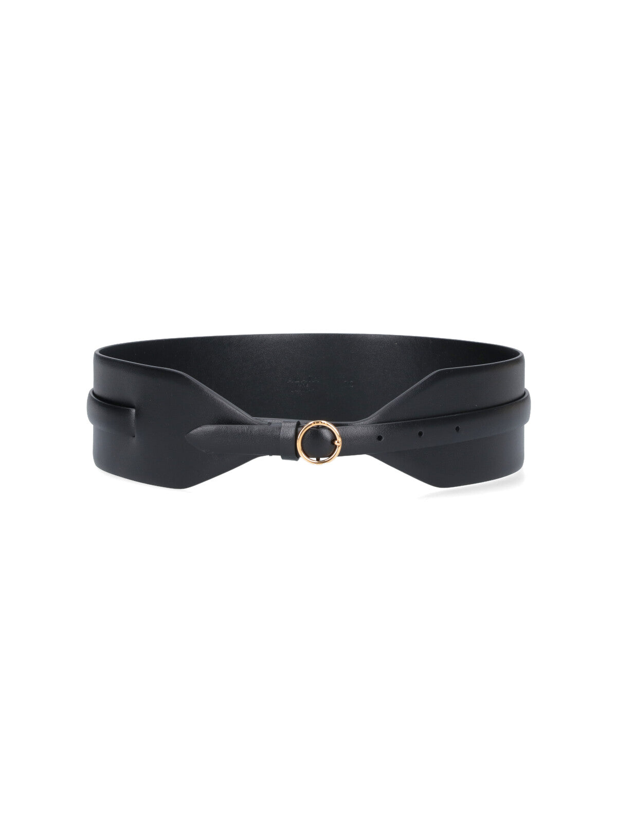 Black Wide Double Calf Leather Belt