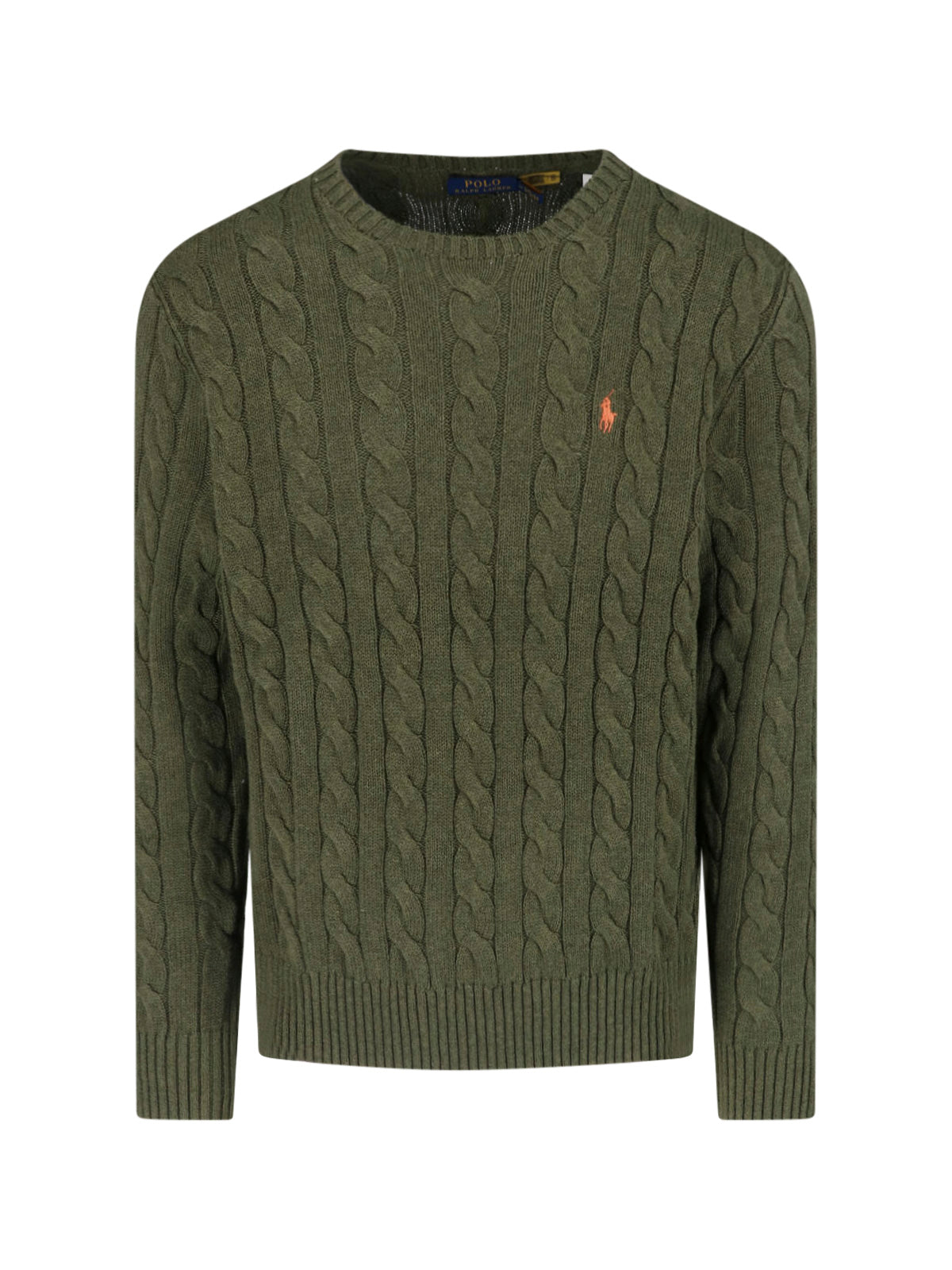 Green Cable Knit Logo Cotton Sweater