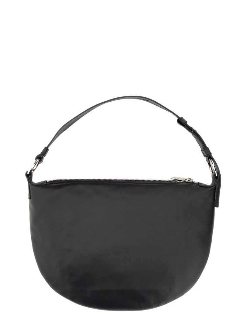 Rounded Black Nylon Shoulder Bag