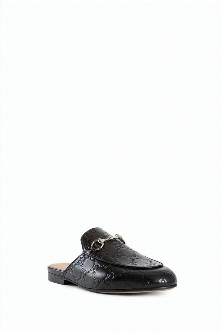 Embossed Leather Slip-On Mules