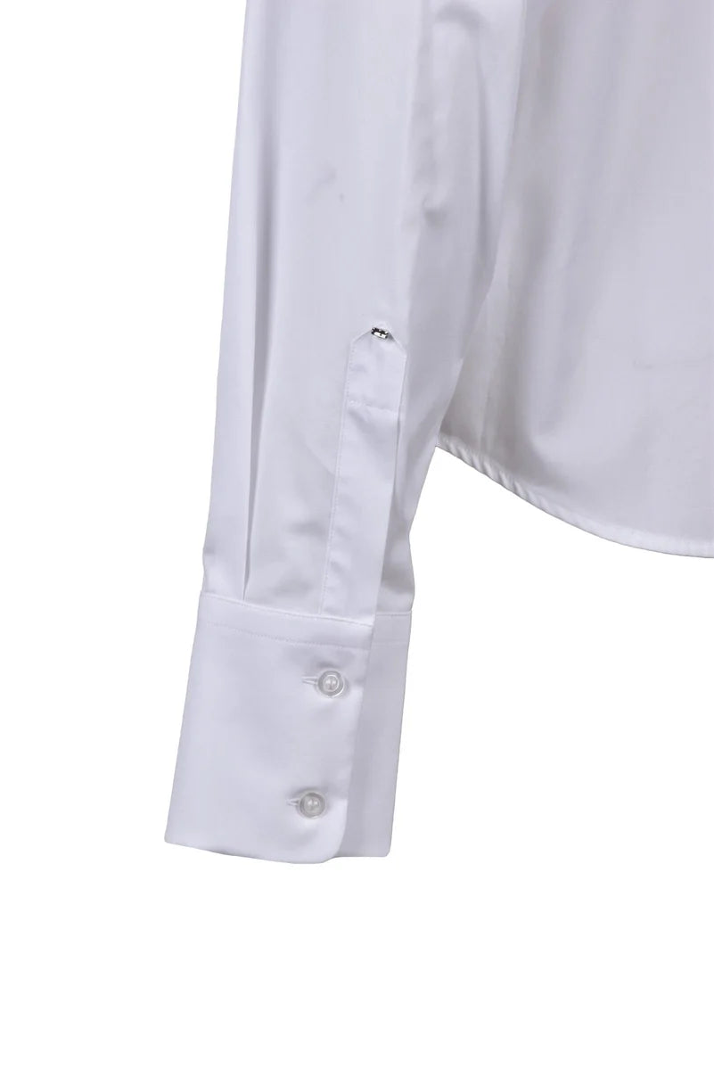 Cotton Shirt with Tie - White