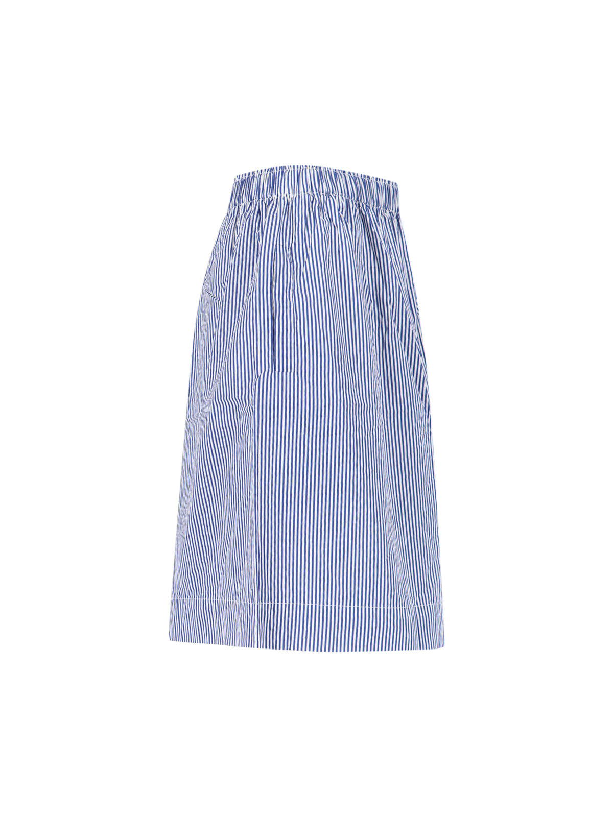Blue Striped Elastic Waist Shorts