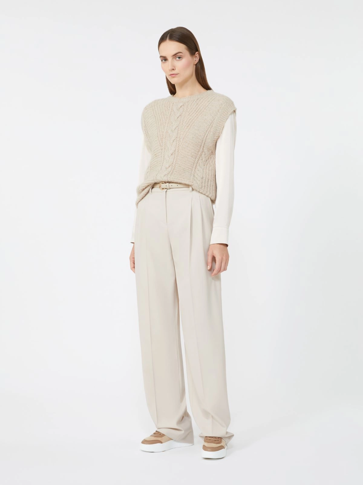 Taffy Knitted Vest With Cable Knit Design