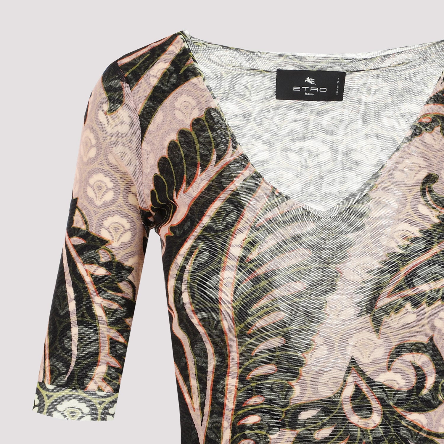 Print Pink Polyamide Midi Dress