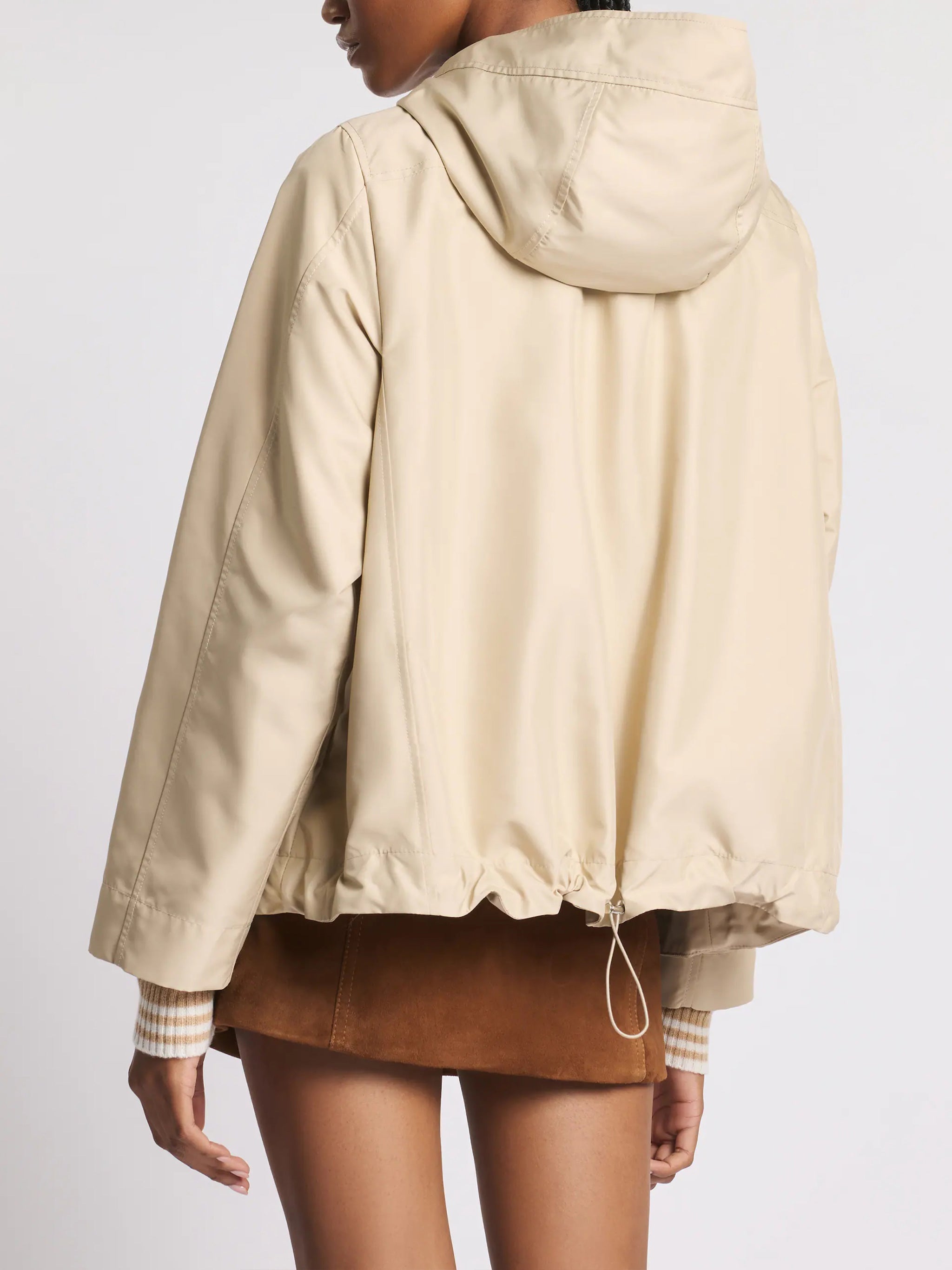 Boxy Cropped High Collar Hooded Jacket