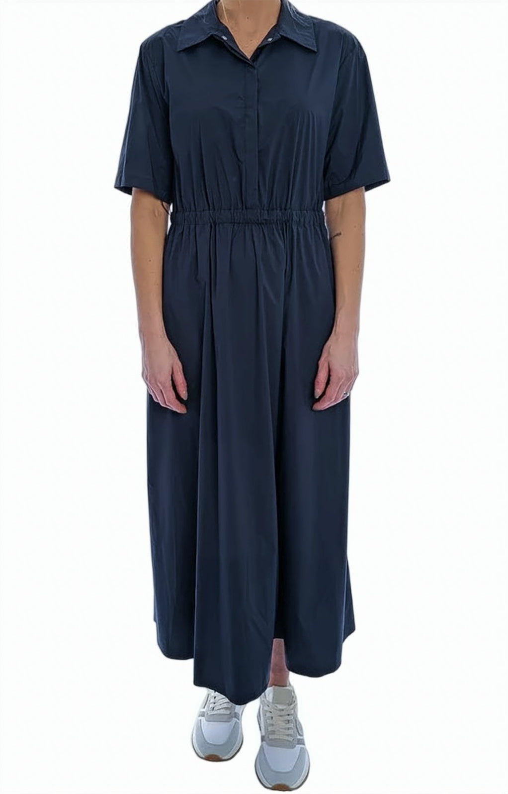 Stretch Nylon Shirt Midi Dress