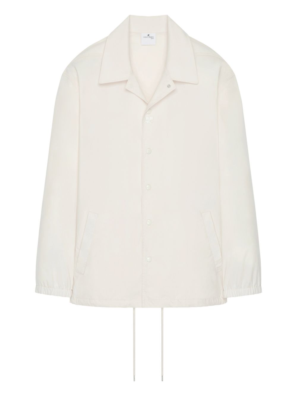 Beige Logo Lettering Drawstring Hem Jacket