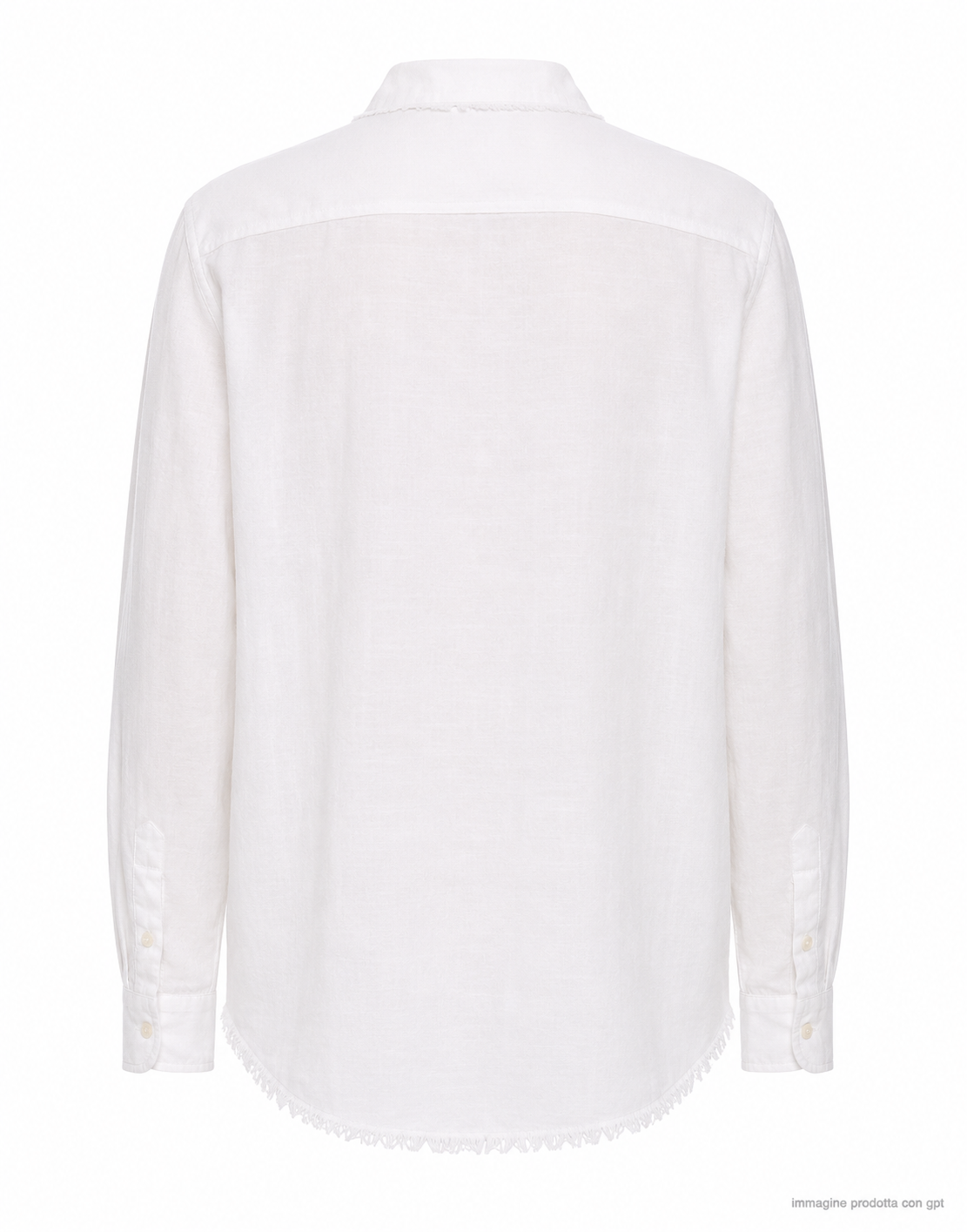 Ivory French Collar Raw Hem Shirt