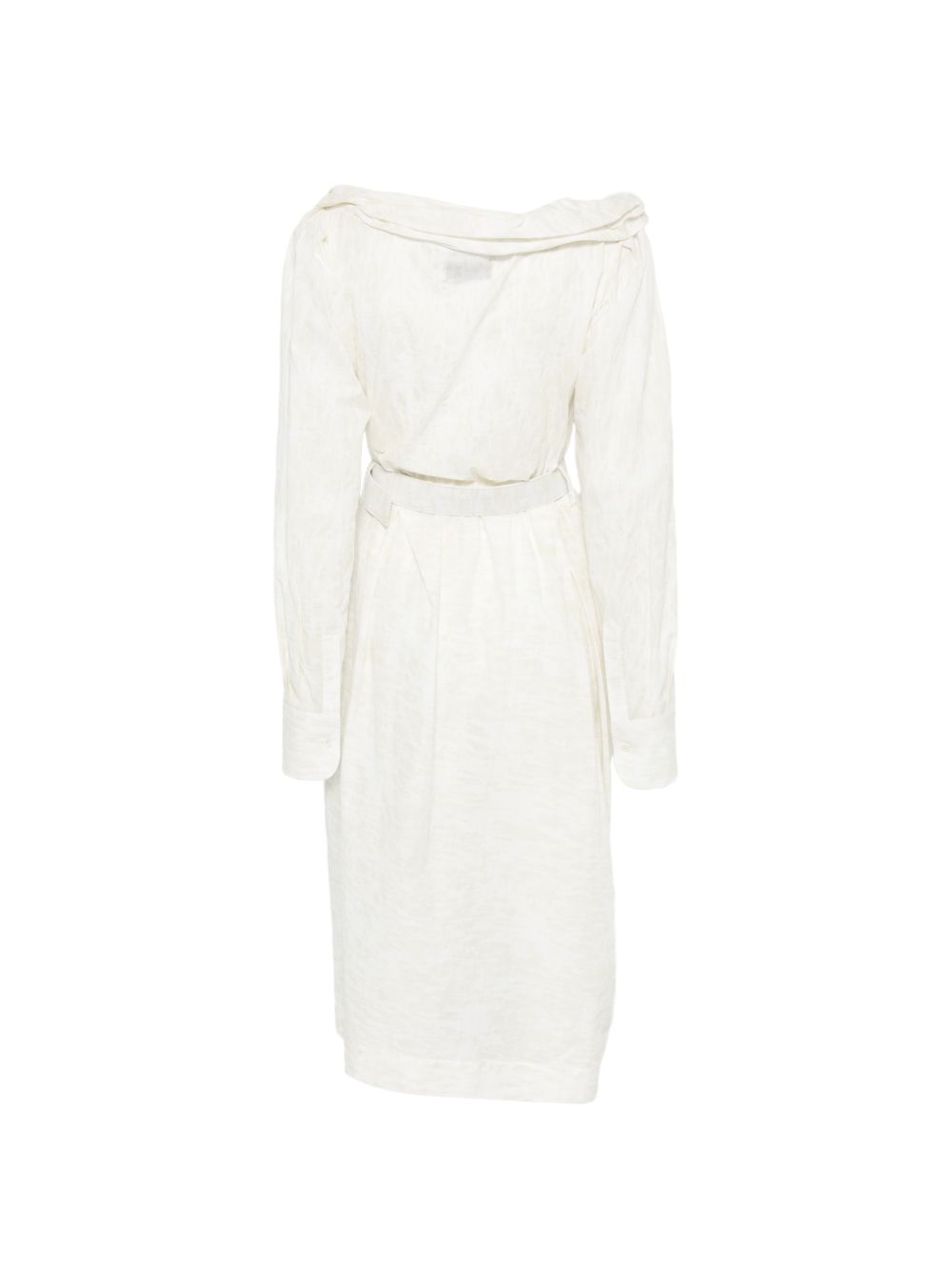 White Ruffled Detachable Belt Shirt Dress