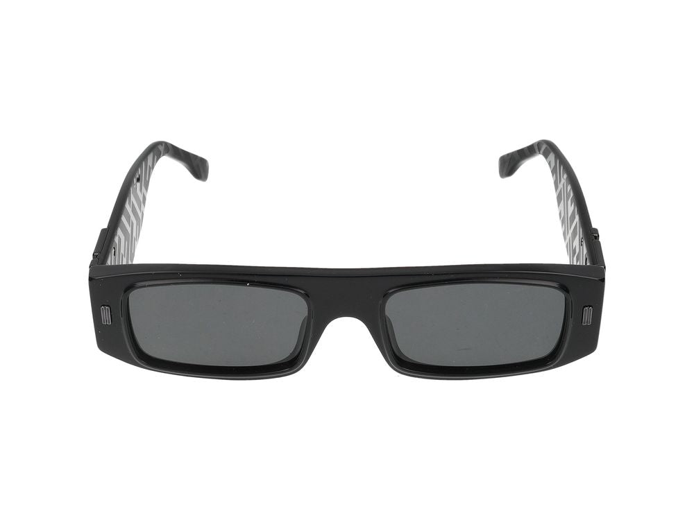 Rectangular Frame Sunglasses with Bold Temples and Smooth Finish