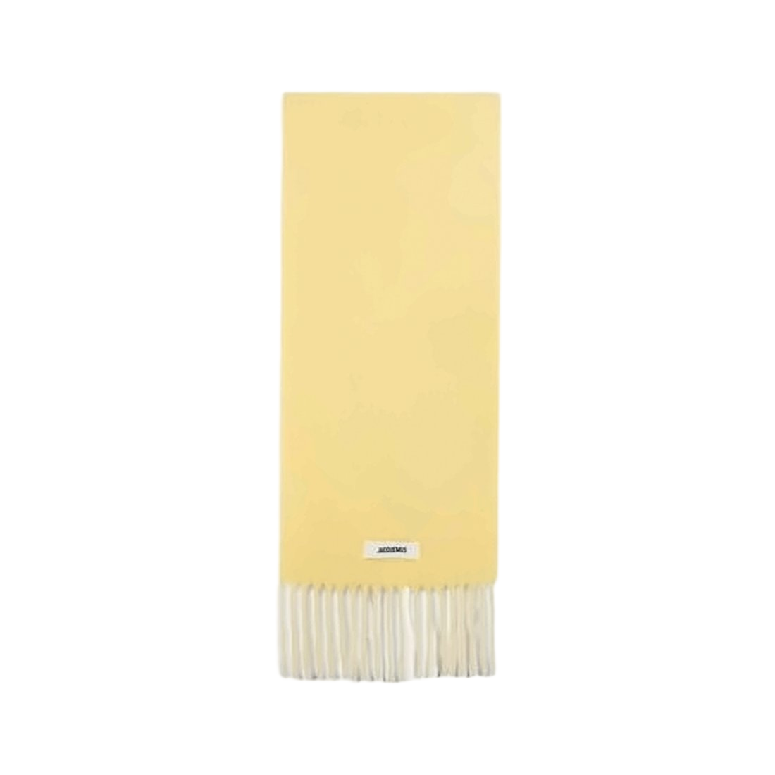 Rectangular Fringed Scarf in Pastel Yellow