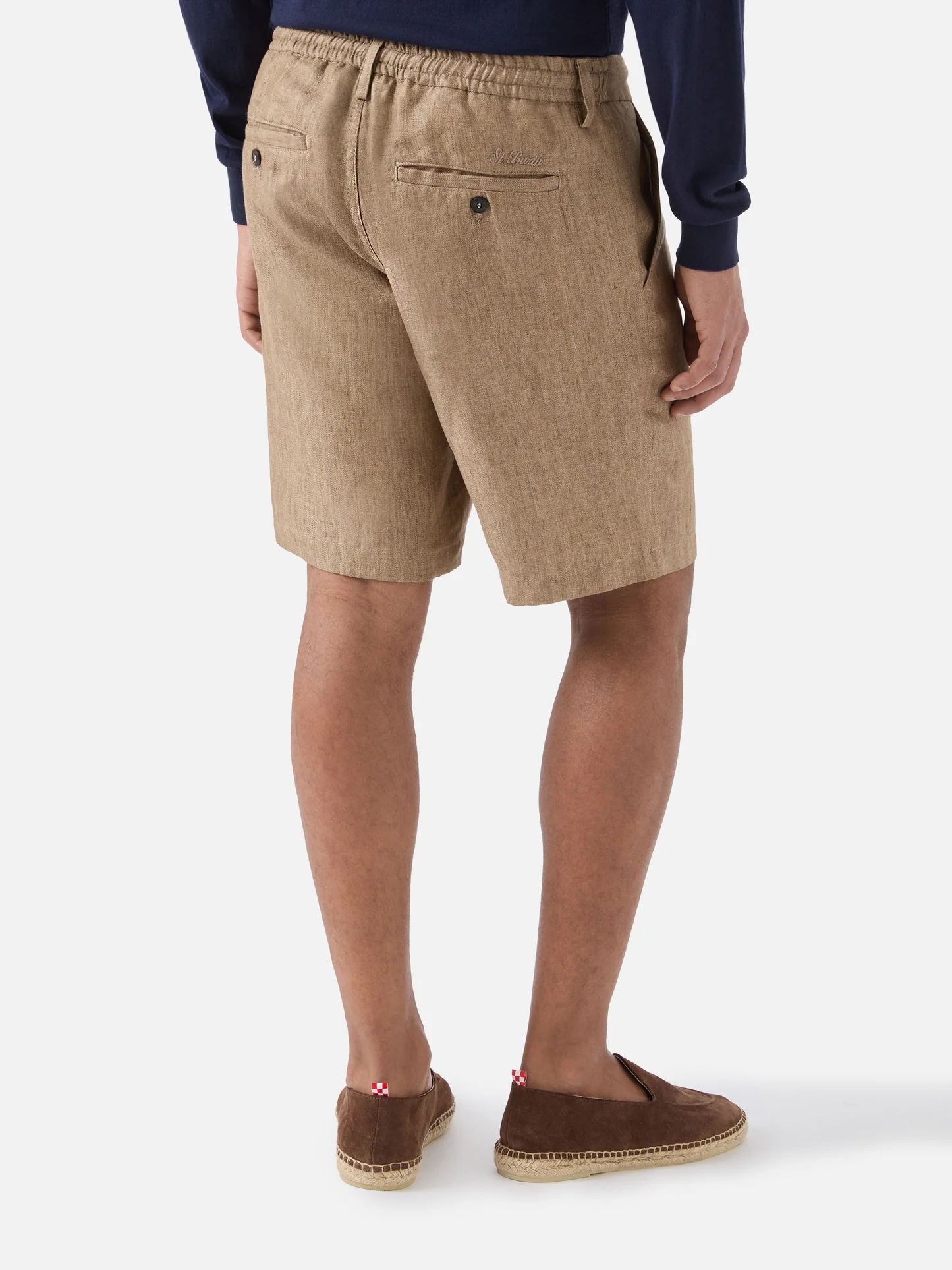 Tailored Beige Shorts with Flat Front