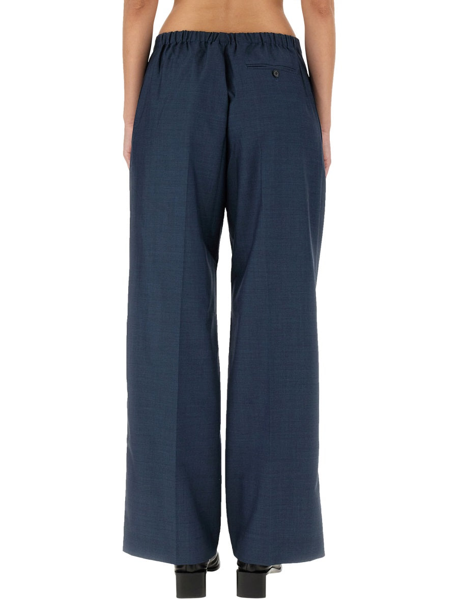 Wide-Leg Wool Trousers With Button Closure