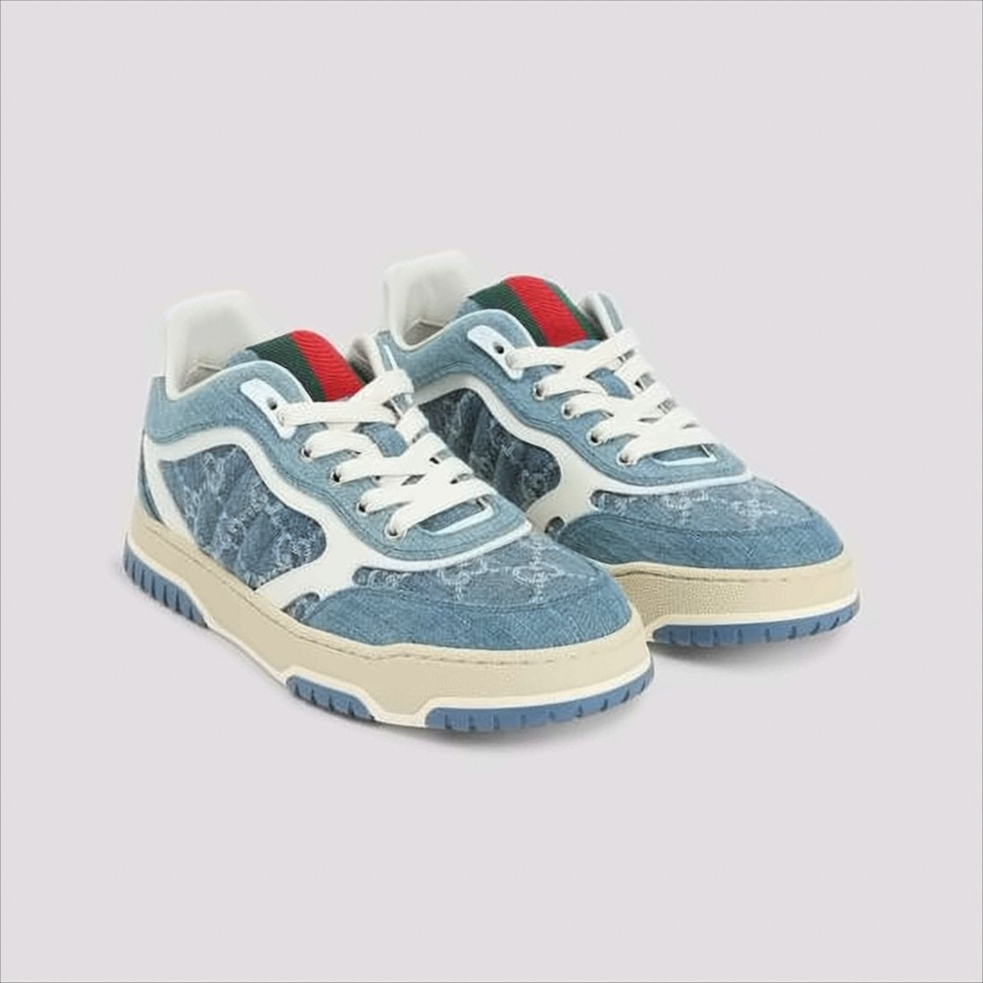 Denim-Upper Sneakers with Signature Monogram