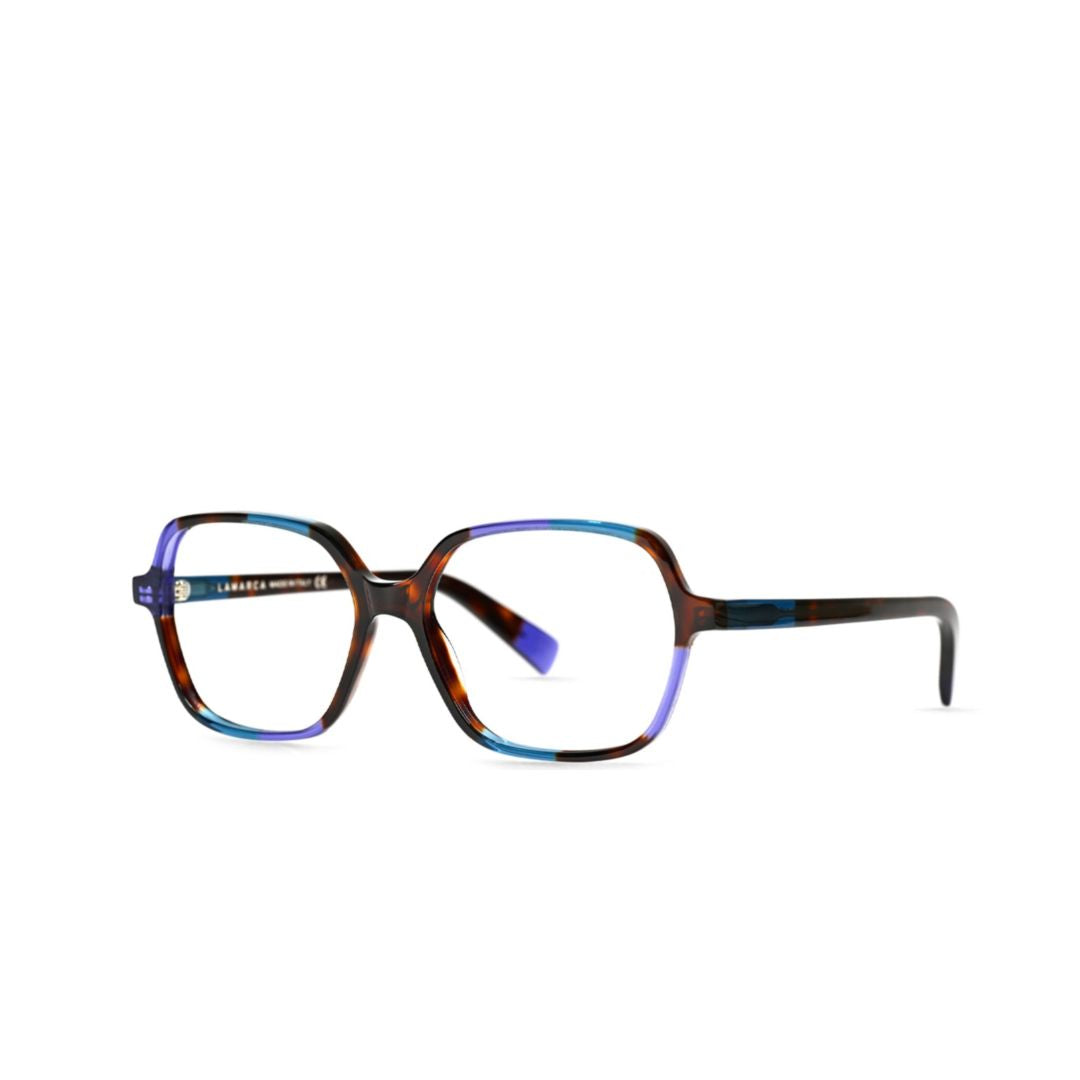 Mosaico 181 Geometric Tortoiseshell and Blue Accented Eyeglasses