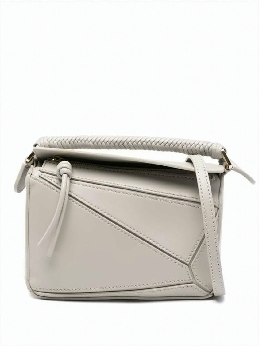 Geometric Structured Tote Bag with Braided Handle