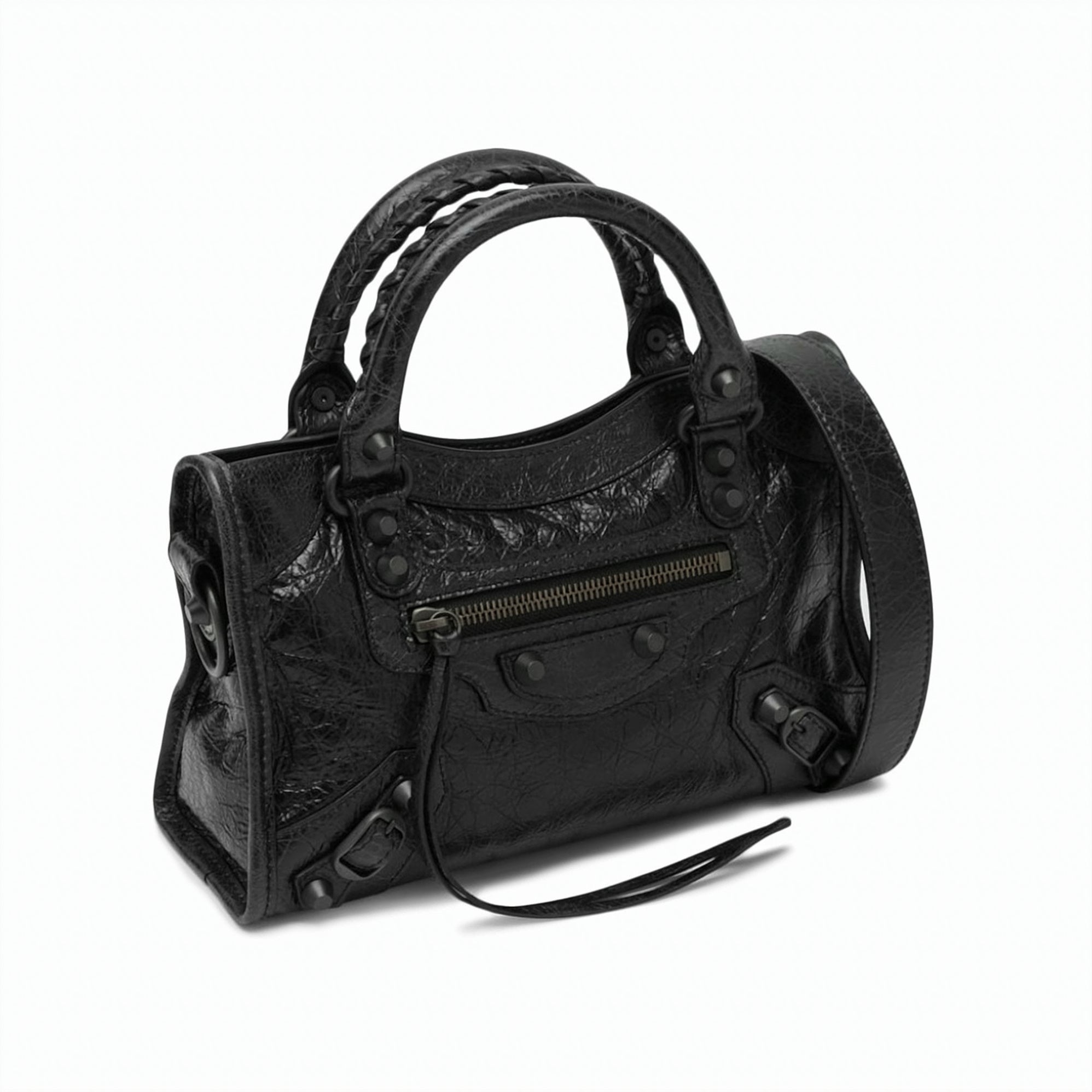 Compact Textured Lamb Leather Mini Handbag
