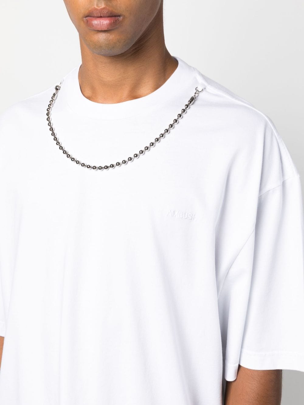 White Ballchain Loose-Fitting Cotton T-Shirt