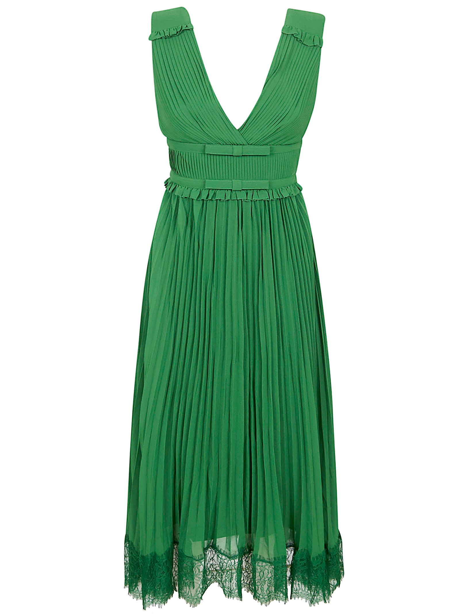 Pleated Chiffon Midi Dress