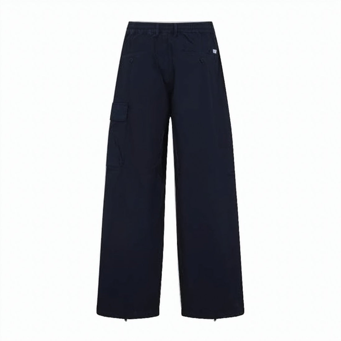 Wide-Leg Straight Pants with Distinct Circular Lens Detail