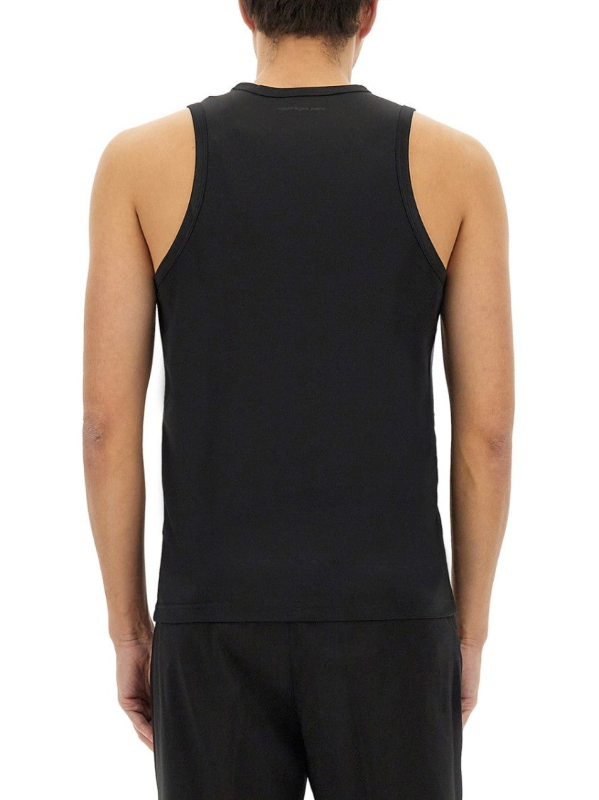Fitted Black Tank Top With Rounded Neckline