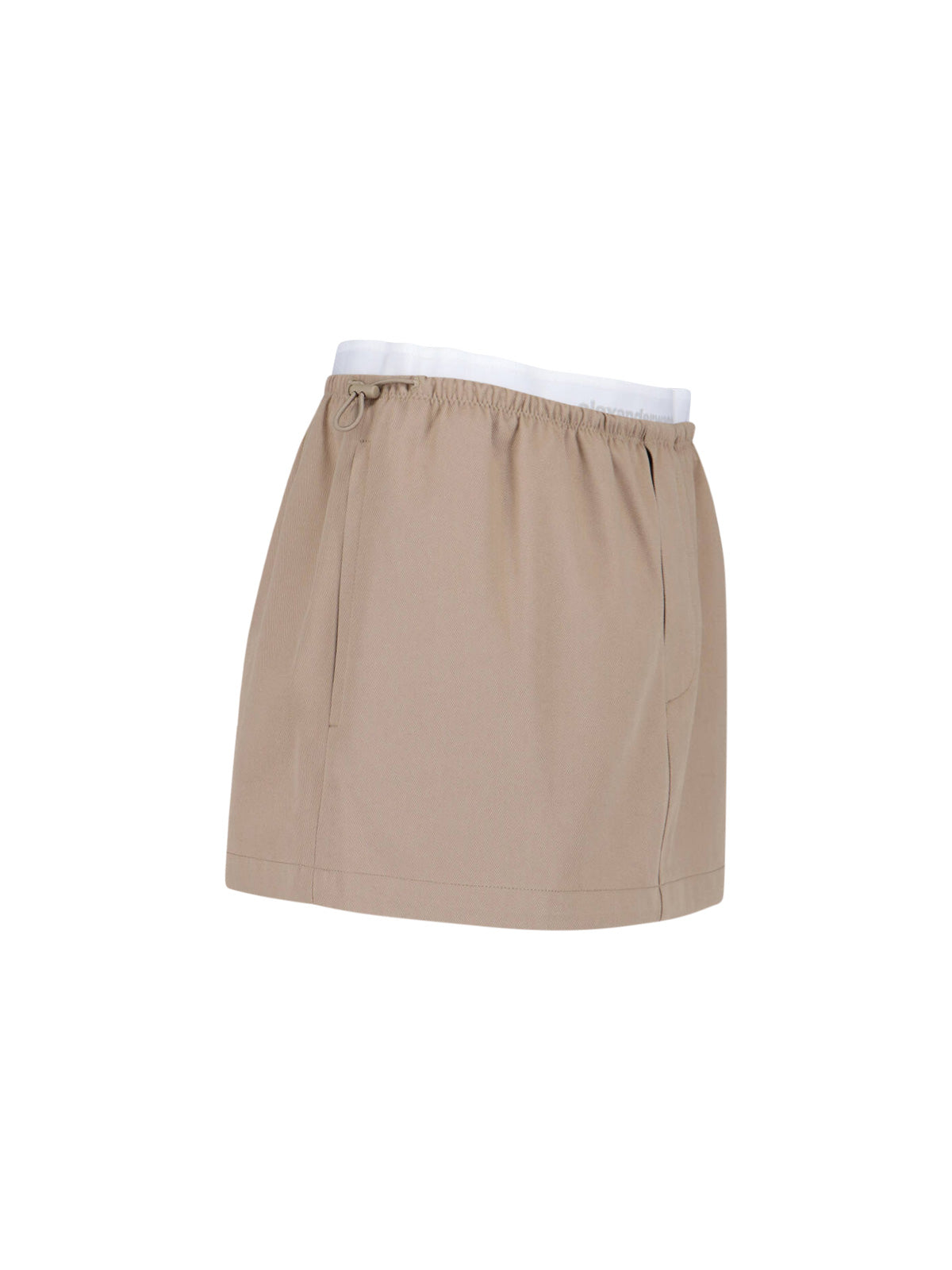 Logo Skirt In Taupe Cotton, Mid-Rise