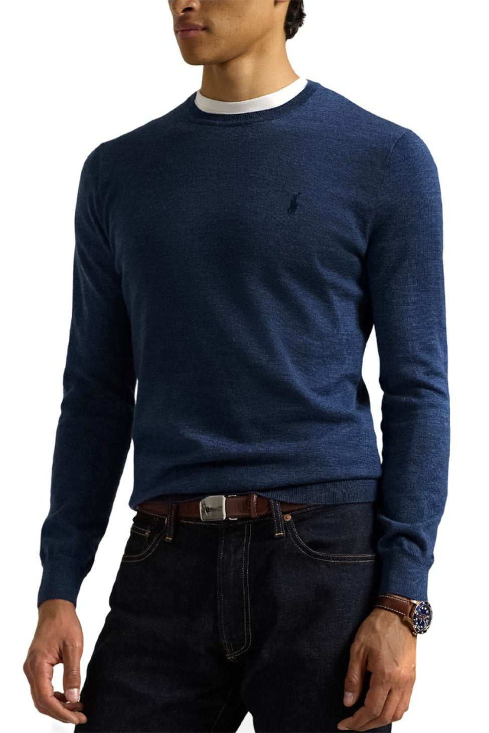 Soft Sky-Blue Wool Crew Neck Knitwear